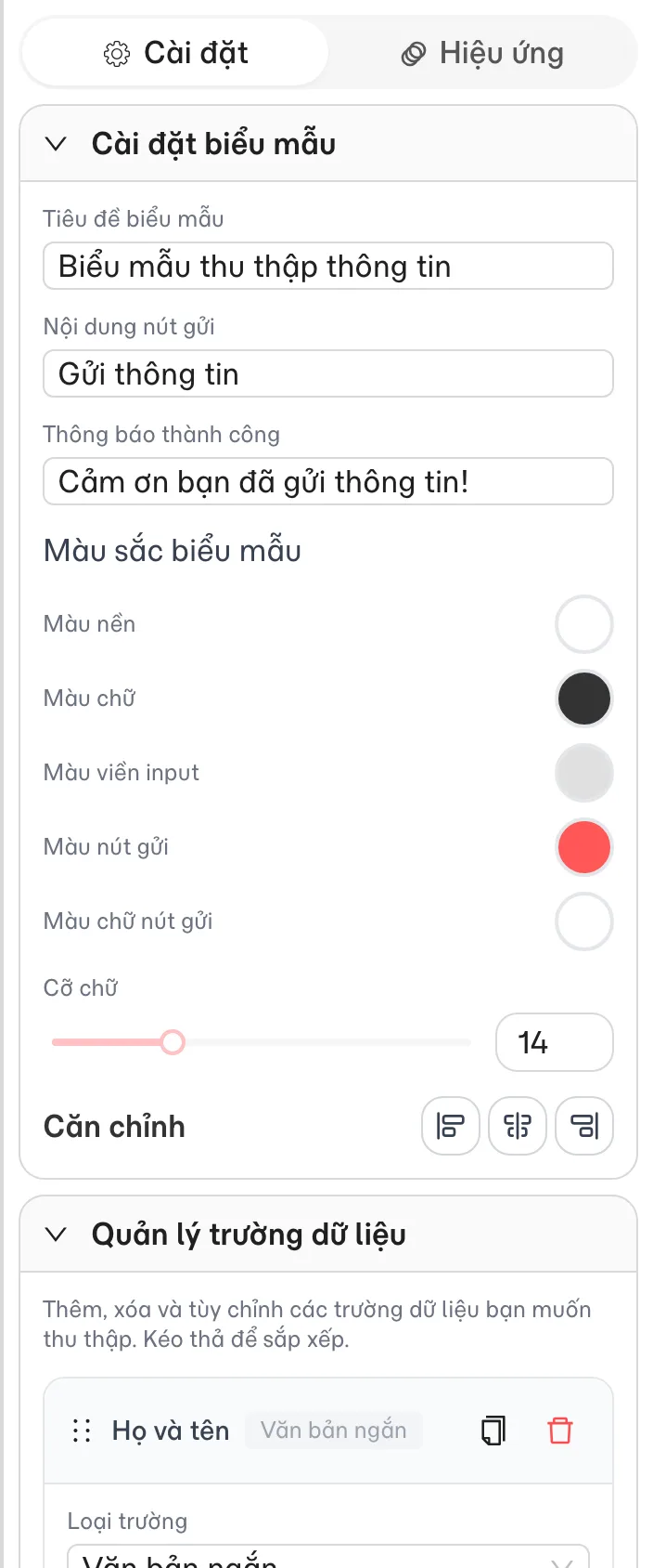Cài đặt Biểu mẫu tùy chỉnh và Quản lý trường