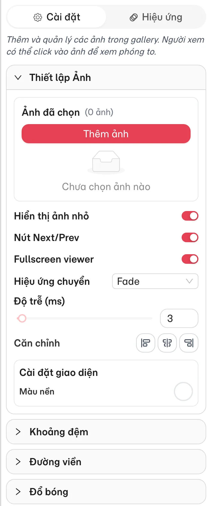 Cài đặt Album Ảnh