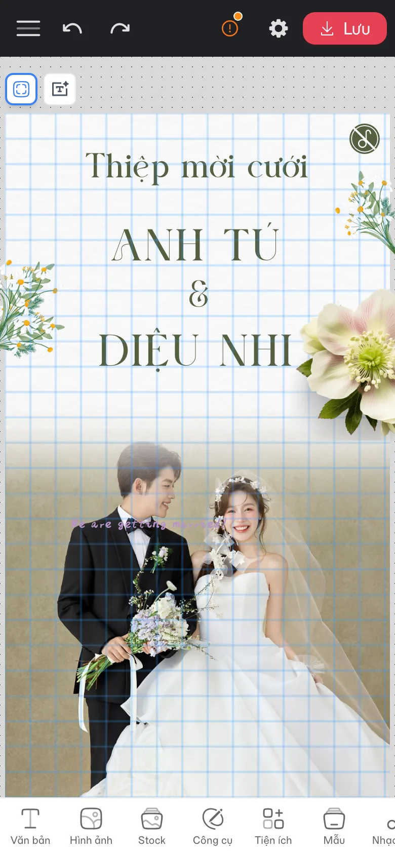 Trình thiết kế trên điện thoại với thanh tab dưới cùng