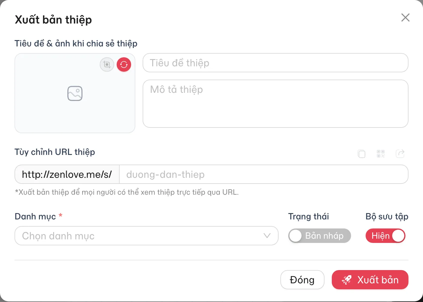 Cửa sổ Xuất bản thiệp
