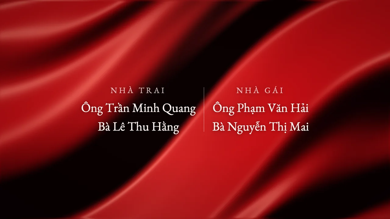 Slide gia đình hai bên trên màn hình LED hiệu ứng Lụa đỏ son