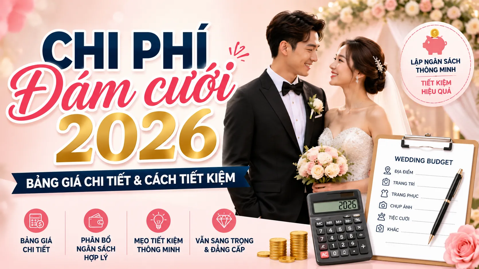 Chi phí đám cưới 2026: Bảng giá chi tiết & cách tiết kiệm