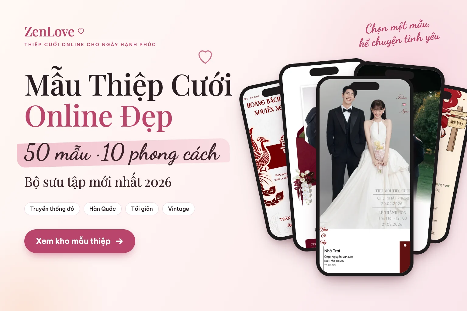 Mẫu Thiệp Cưới Online Đẹp 2026: 50 Mẫu Theo 10 Phong Cách