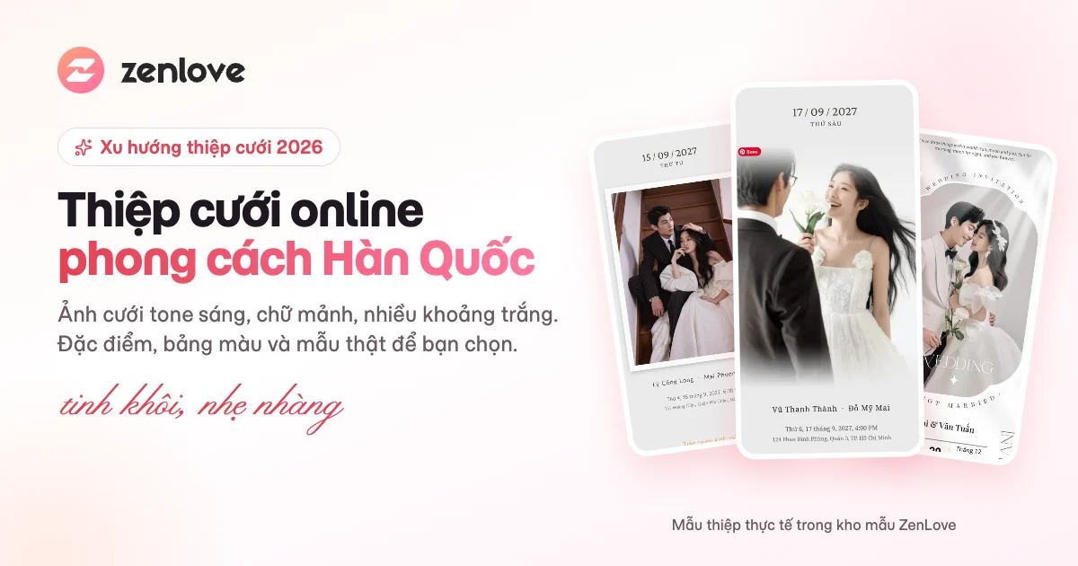 Thiệp Cưới Online Phong Cách Hàn Quốc Đẹp 2026: Đặc Điểm, Mẫu Và Cách Làm