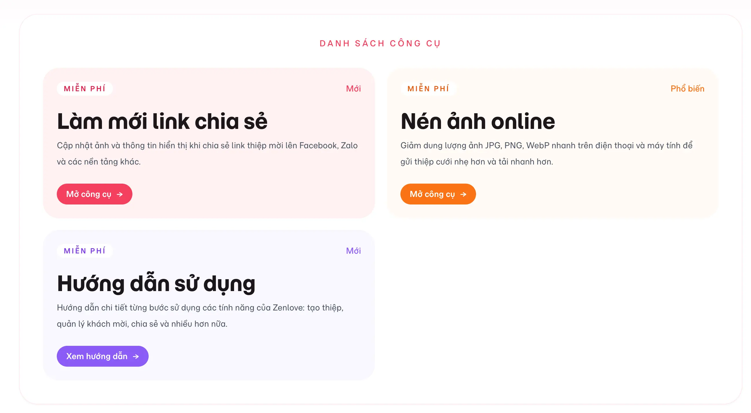 Chọn công cụ trên zenlove