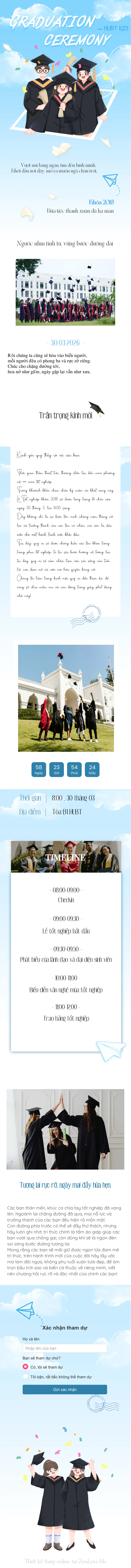 Thiệp cưới online miễn phí - Thiệp Tốt Nghiệp 04 Pre | Zenlove