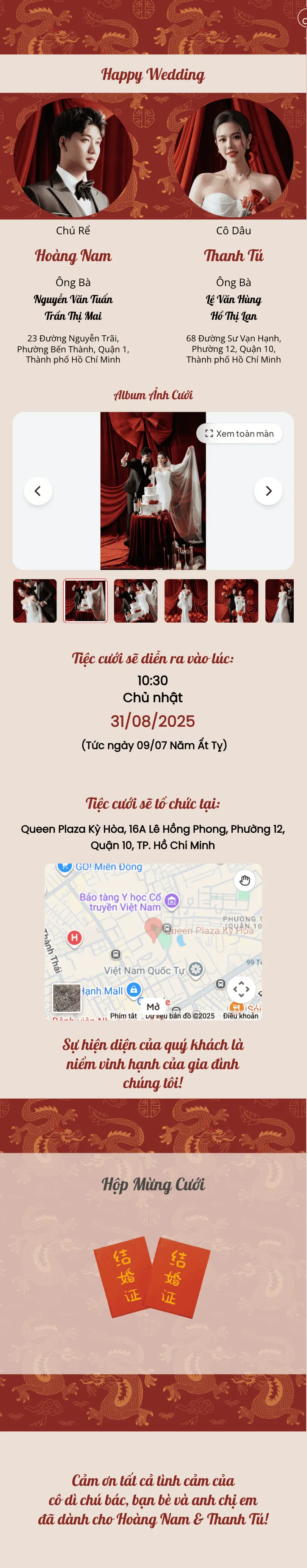 Thiệp cưới online miễn phí - Đỏ Basic | Zenlove