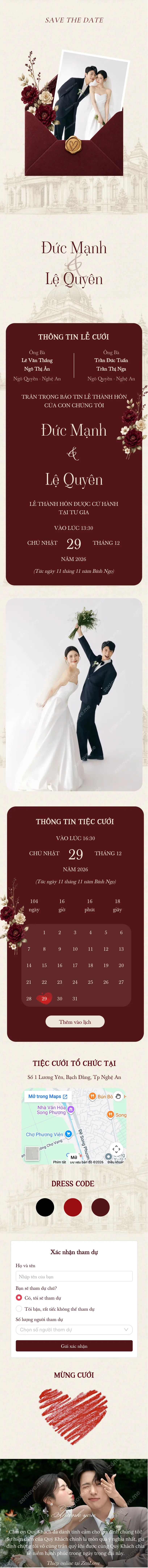 Xem và tùy chỉnh Hồng Phong miễn phí Thiệp cưới online miễn phí - Hồng Phong | Zenlove