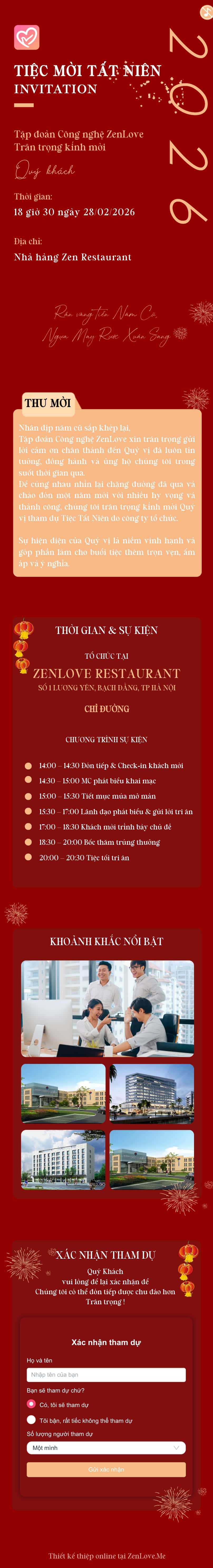 Thiệp cưới online miễn phí - Tiệc Tất Niên 1 Pre | Zenlove